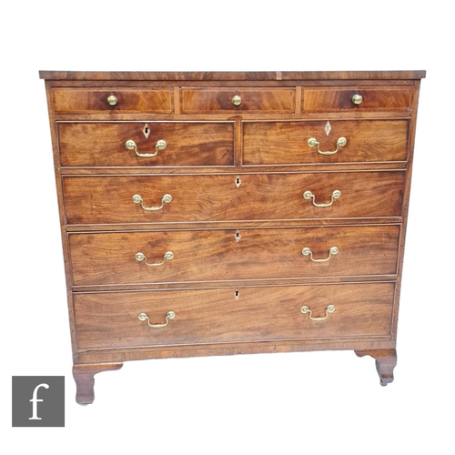 1318 - A 19th Century mahogany North Counties straight fronted chest, fitted with an arrangement of eight d... 