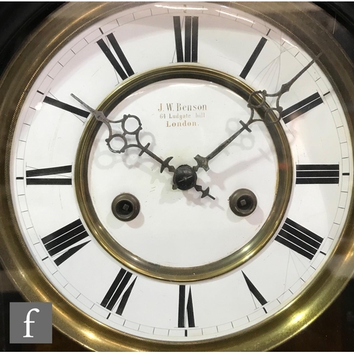 554 - A late 19th Century regulator wall clock by J W Benson London, twin weight driven movement enclosed ... 