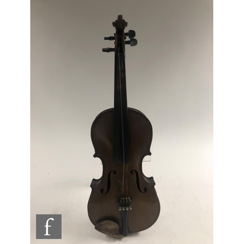 560 - A late 19th Century violin, the interior labelled Caspar de Salo in Brescia 1885, length 36cm, with ... 