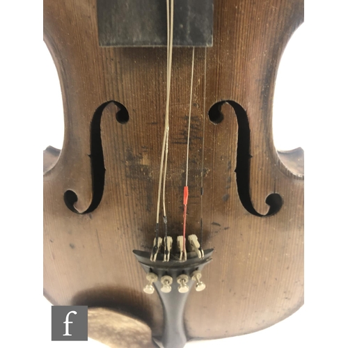 560 - A late 19th Century violin, the interior labelled Caspar de Salo in Brescia 1885, length 36cm, with ... 