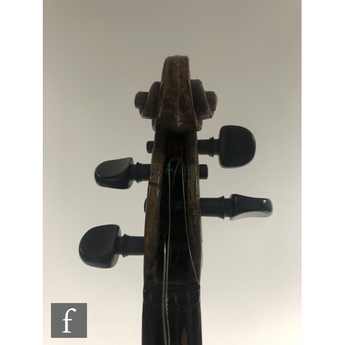 560 - A late 19th Century violin, the interior labelled Caspar de Salo in Brescia 1885, length 36cm, with ... 