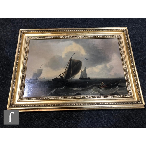 449 - FRANCIS HOLMAN (1729-1790) - Fishing boats and other vessels at sea, oil on canvas, signed, framed, ... 