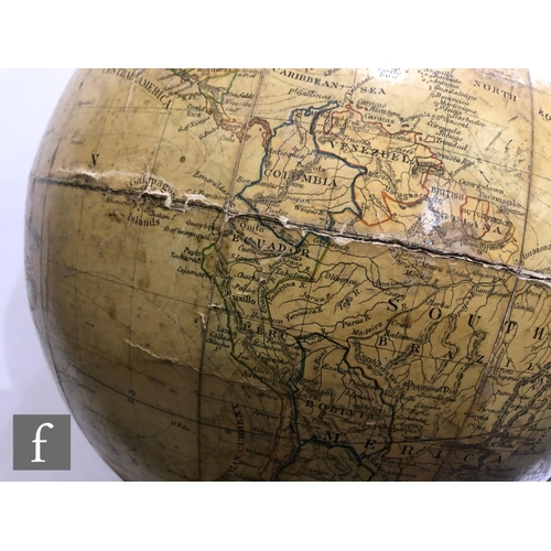 516 - A 19th Century Terrestrial Globe by J Lebeque & Co of segmented form on a turned ebonised beech ... 