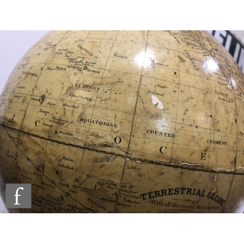 516 - A 19th Century Terrestrial Globe by J Lebeque & Co of segmented form on a turned ebonised beech ... 