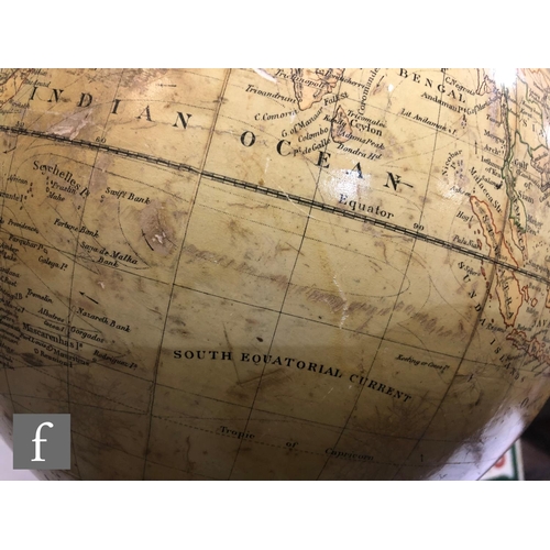 516 - A 19th Century Terrestrial Globe by J Lebeque & Co of segmented form on a turned ebonised beech ... 