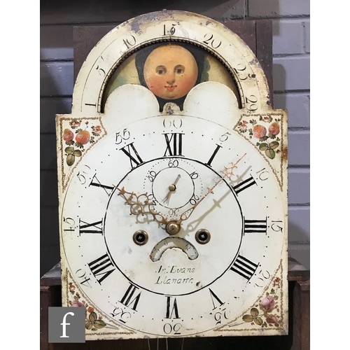 1329 - An early 19th Century oak longcase clock with an eight-day movement, the 12 inch broken arch moonpha... 