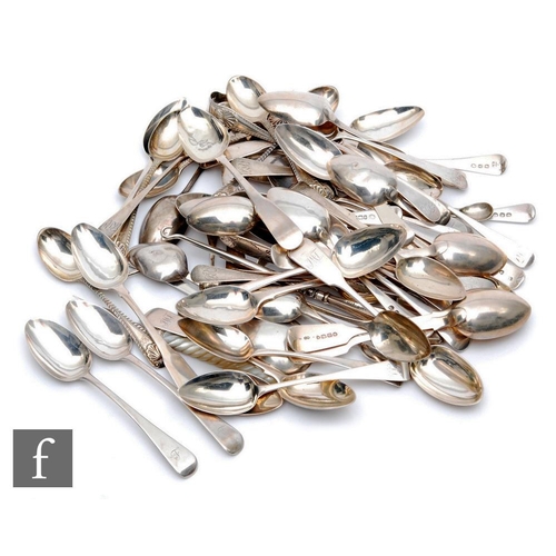 10 - A parcel lot of assorted Georgian and later flatware, predominately tea spoons, to include old Engli... 