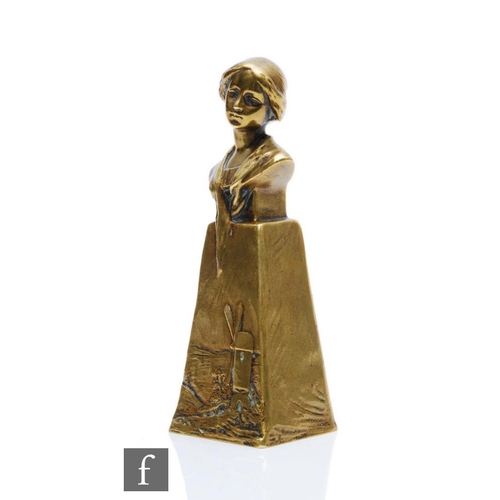 158 - An early 20th Century Art Nouveau gilt bronze in the manner of Peter Tereszczuk modelled as the head... 