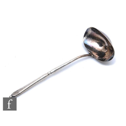 187 - A Danish silver ornamental pattern sauce ladle with beaten bowl, length 14cm, import mark for 1924, ... 