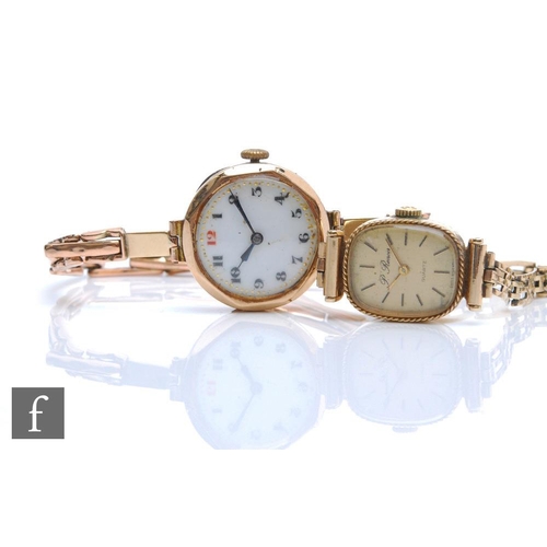 242 - A lady's 9ct hallmarked Renoir wrist watch, batons to a champagne dial and 9ct bracelet, with anothe... 