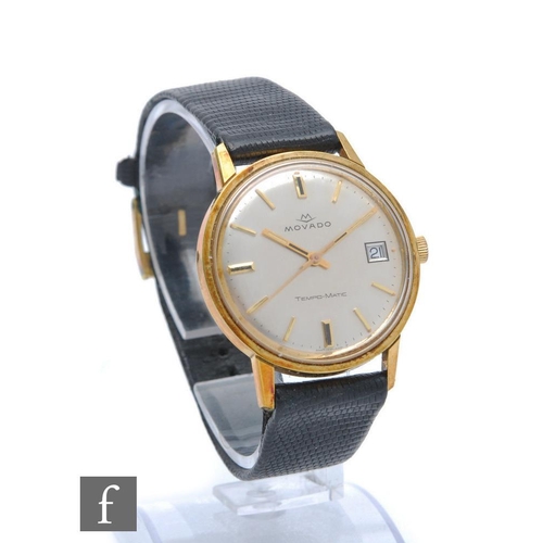 243 - A mid 20th Century gold plated Movado Tempo Matic wristwatch, batons and date facility to a silvered... 