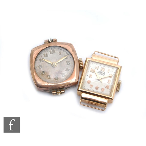 245 - Two lady's wristwatches, an 18ct Binesa, weight 6.5g, and an early 20th Century 9ct example, weight ... 