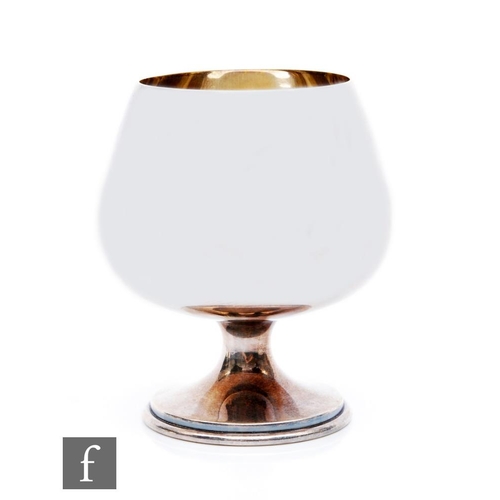 56 - A hallmarked silver brandy goblet of plain form, weight 6oz, height 11cm, Sheffield 1978, A T Cannon... 