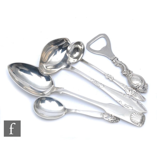 210 - Three pieces of early 20th Century Danish Christian F. Heise silver comprising two ladles of varying... 