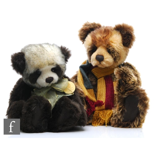 1175 - Two Charlie Bears panda bears, CB094064 Ade, blonde and brown plush, height 43cm, with bag, and CB18... 