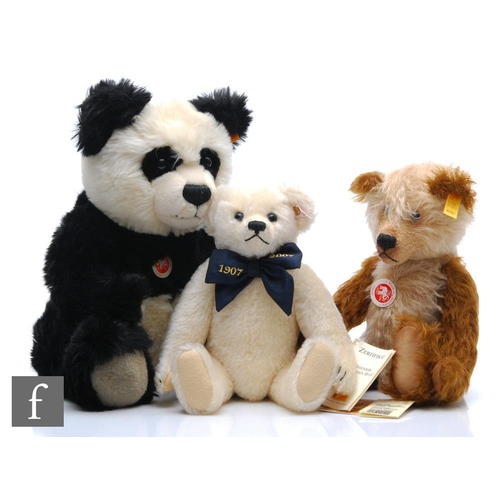 1179 - Three Steiff teddy bears, 001000 Classic Teddy Bear, cappuccino mohair, height 33cm, 038792 A Millio... 