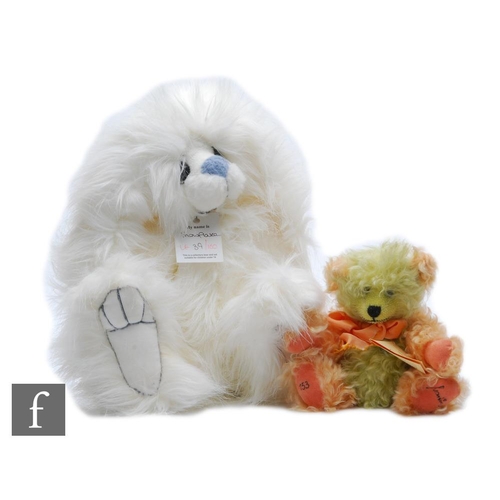 1183 - Two teddy bears, Martin Sandy, pink and green mohair, limited edition 153 of 500, and Kaycee Bears S... 