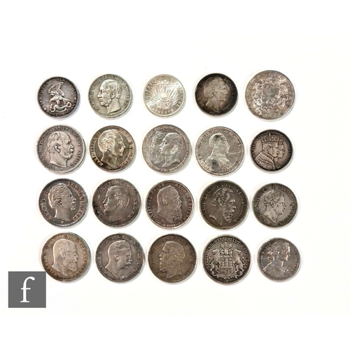 770 - Various German funf marks dated 1875, 1876, 1898, 1904, 1907 x2 and 1911, and other similar coinage.... 