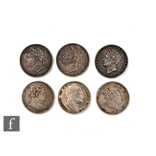 781 - Five George III to William IV halfcrowns 1817, 1818, 1820, 1823, 1825 and 1834. (5)