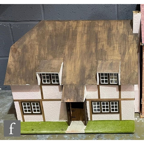 1188 - Two kit built dolls houses modelled as cottages, each with open back with four rooms, Greenleaf Cott... 