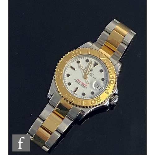 278 - A gentleman's stainless steel and gold Rolex Oyster Perpetual Yacht-Master wristwatch, gilt batons a... 