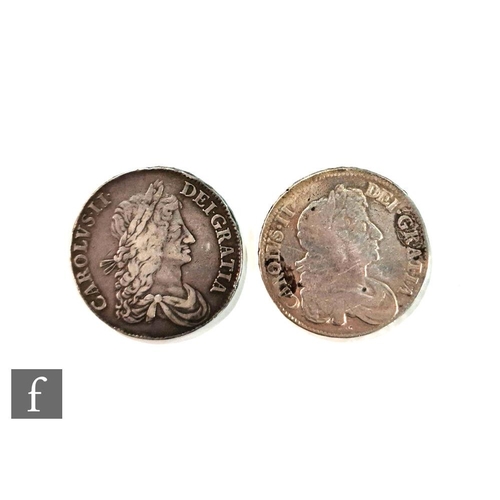 503 - Two Charles II crowns dated 1663 and 1676. (2)