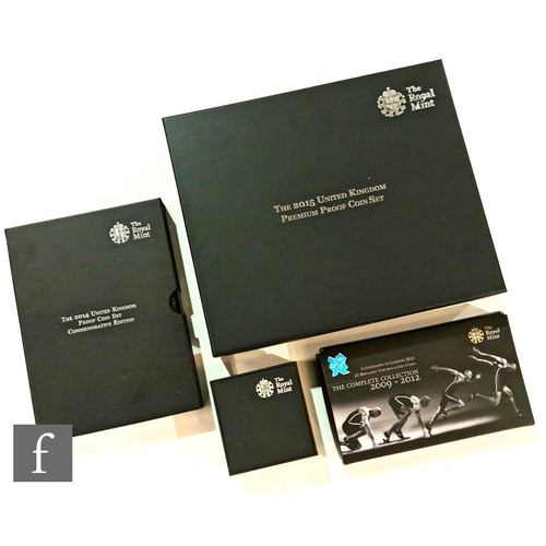 509 - An Elizabeth II 2015 United Kingdom premium proof nickel coin set in teak case with certificate, a 2... 