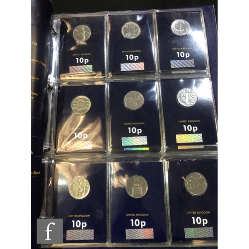 528 - Two Elizabeth II change checker albums of fifty pences to five pound coins including other sets and ... 