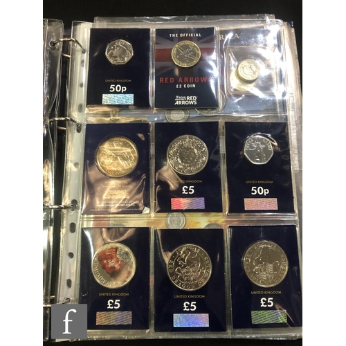 528 - Two Elizabeth II change checker albums of fifty pences to five pound coins including other sets and ... 