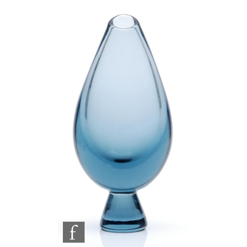 332 - A post war Kosta glass vase circa 1950, by Vicke Lindstrand, of compressed teardrop form raised to a... 