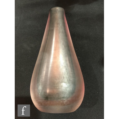 374 - A Venini Sommerso Inciso glass vase by Paolo Venini, of compressed teardrop form, cased in clear ove... 