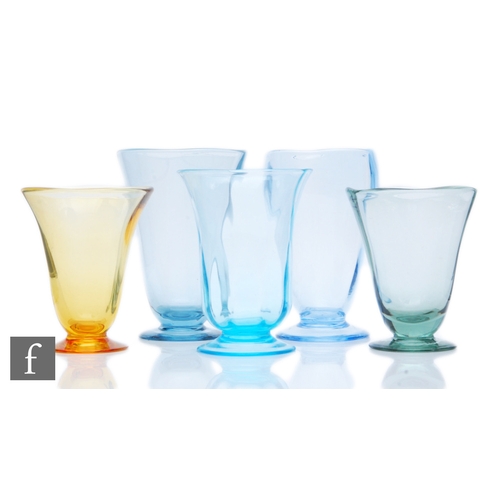 469 - A small group of mid 20th Century Whitefriars footed glass vases, to include pattern number 9362 in ... 