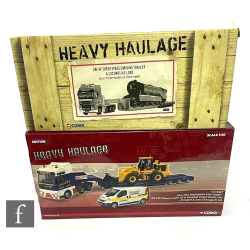 9017 - Two Corgi Heavy Haulage 1:50 scale diecast model sets, CC13203 Allely's Heavy Haulage DAF XF Super S... 