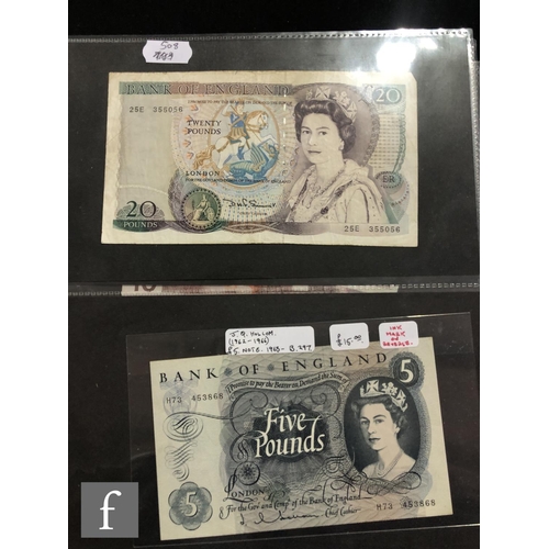 508 - A cut cancelled five pound Durham banknote no 681 dated 1889, a similar Stockton on Tees five pound ... 