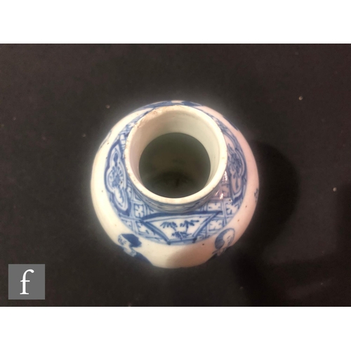 166 - A 19th Century Chinese blue and white vase of ovoid form, with short upright neck, decorated in unde... 