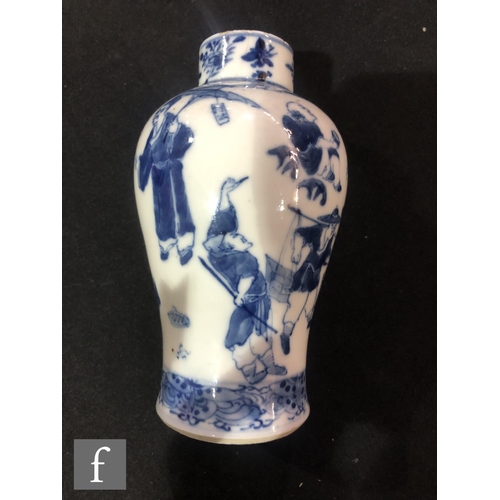 166 - A 19th Century Chinese blue and white vase of ovoid form, with short upright neck, decorated in unde... 