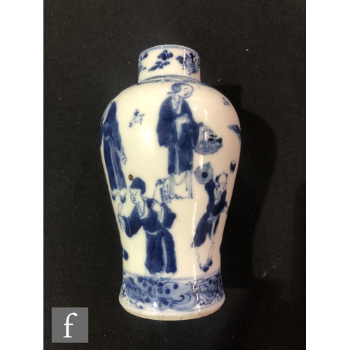 166 - A 19th Century Chinese blue and white vase of ovoid form, with short upright neck, decorated in unde... 