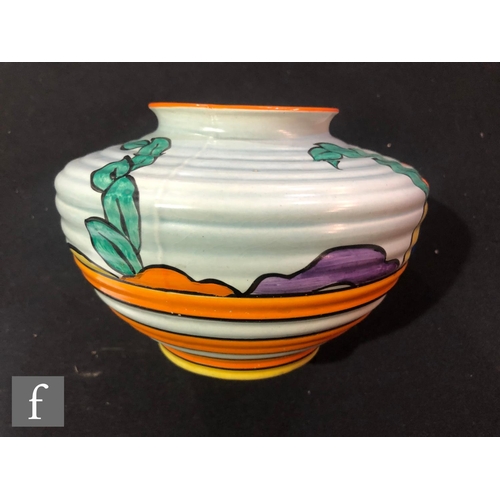 97 - A Clarice Cliff Latona Daisy pattern small shape 356 Kidney vase circa 1930, hand painted with styli... 