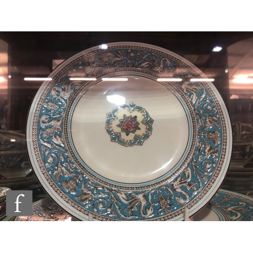 50 - Ten Wedgwood Florentine Turquoise teacups, saucers and side plates together with three 20cm plates, ... 