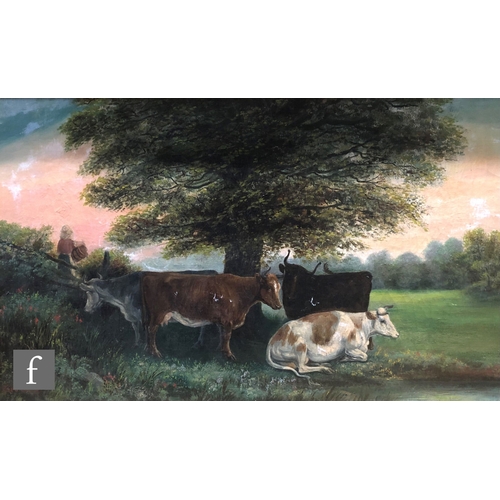 9090 - C. T. KEAHAN (LATE 19TH CENTURY) - Cattle resting in the shade of an oak tree, oil on canvas, signed... 