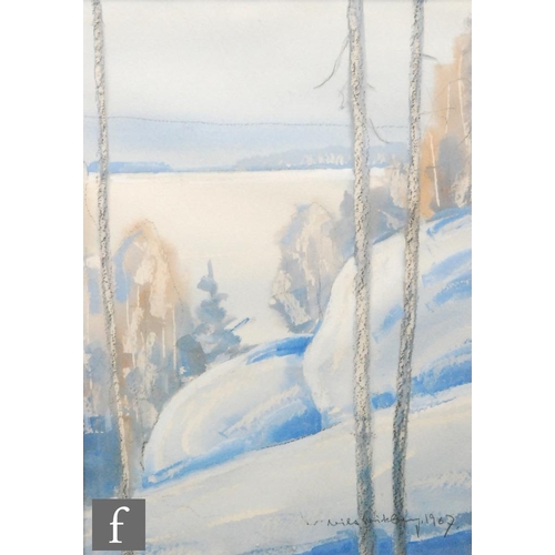 9106 - NILS WIKBERG (1907-1971) - A winter landscape, watercolour, signed indistinctly 'Nils' and dated 196... 