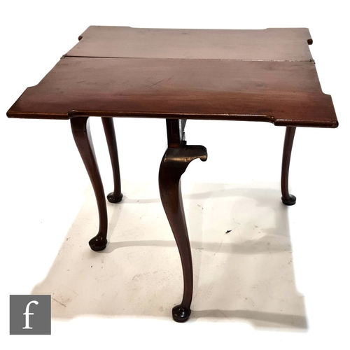 1211 - A George III satinwood crossbanded and line inlaid inverted breakfront tea table on shaped cabriole ... 