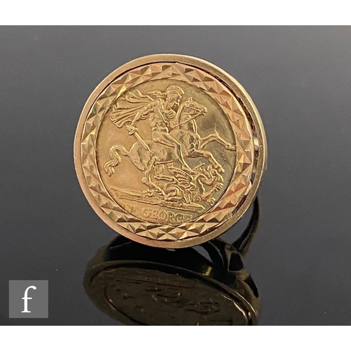 539 - A 9ct hallmarked St George ring depicting St George and the dragon to a circular basket head, weight... 