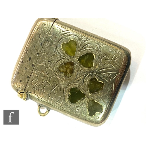 406 - A hallmarked silver vesta case with enamelled flag to front and presentation engraving to reverse, S... 