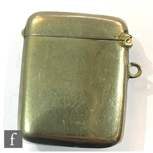 406 - A hallmarked silver vesta case with enamelled flag to front and presentation engraving to reverse, S... 