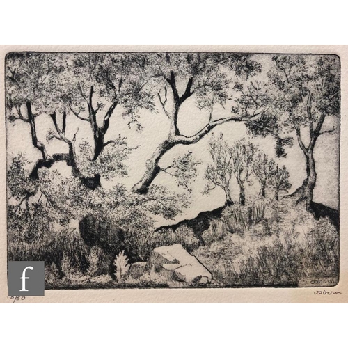 603 - Bayard Osborn (1922-2012) - A woodland scene, etching, signed in pencil and numbered 2/50, unframed,... 