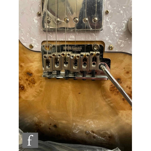 5090 - A Jet JS450 Right handed guitar, Transparent Brown, sold as new in box with cabling, some light corr... 