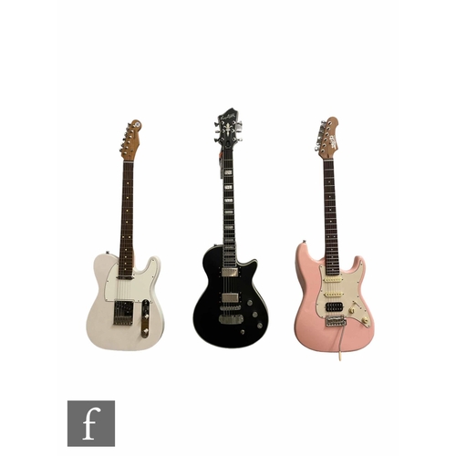 5093 - A collection of four Right Handed guitars to include a Jet JS400 in Pink (with cracks to the body an... 