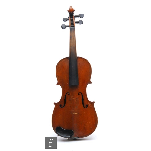 9162 - An early 20th Century Italian violin labelled Bartholomeo Obizi, Verona, length of back excluding th... 