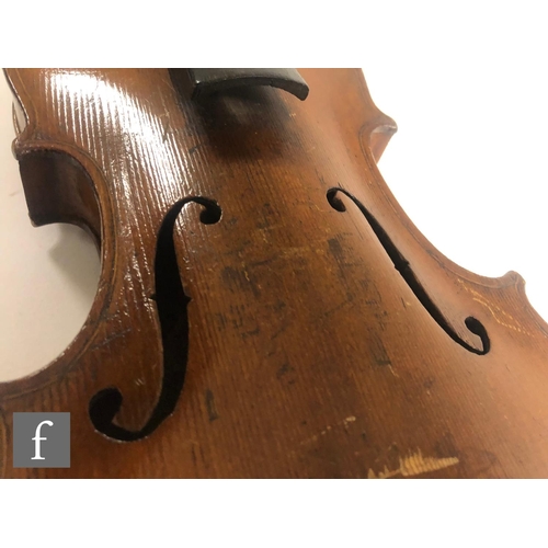 9162 - An early 20th Century Italian violin labelled Bartholomeo Obizi, Verona, length of back excluding th... 